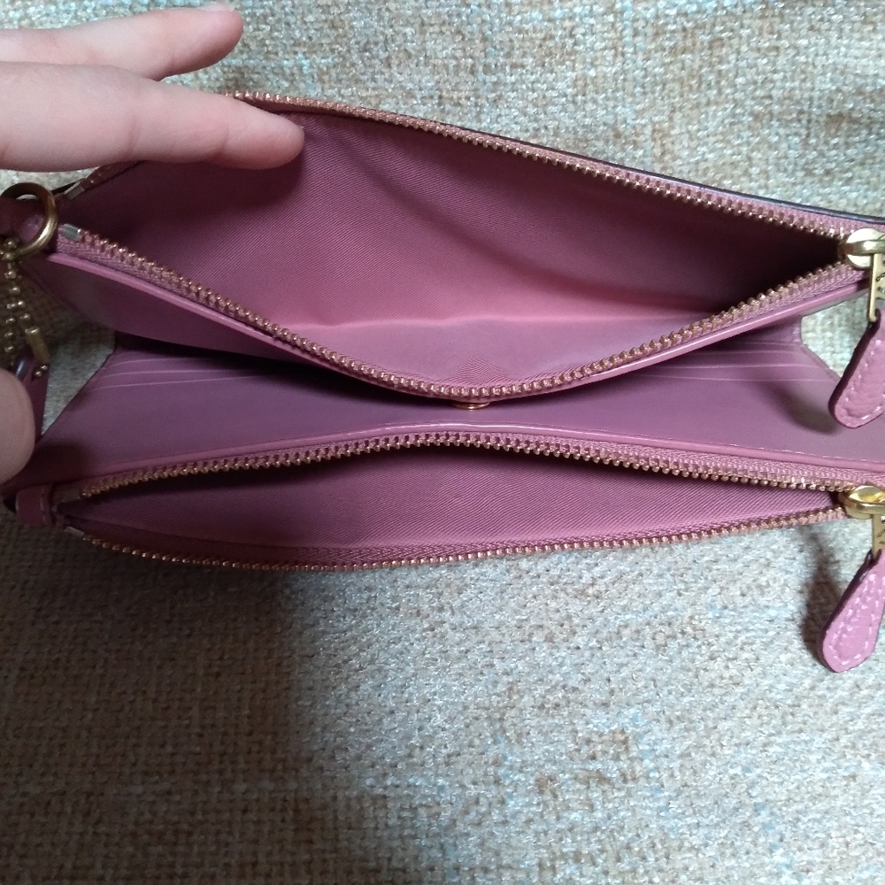 Coach Leather Large Double Zipper Clutch Wallet - Picture 5 of 8